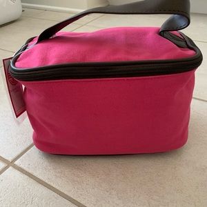 NWT Train Case Pink with Chocolate Brown zipper & handle